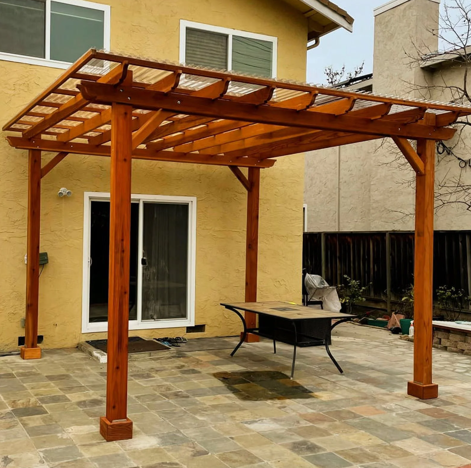 Best Redwood 16 Ft x 16 Ft Douglas Fir Wood Traditional Patio Pergola