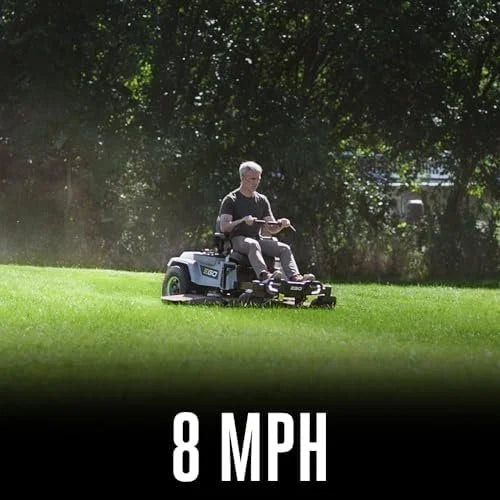 EGO Power+ Electric Riding Lawn Mower, 52″ Deck with Zero Turn Radius, Includes (6) 56V 12.0Ah Batteries and Chargers – ZT5207L
