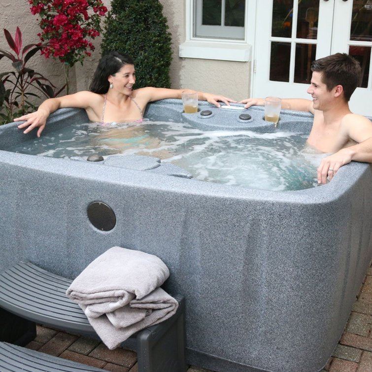 Premium AR150 4-Person 12-Jet Plug & Play Hot Tub with Ozone, powered By Jacuzzi Pumps