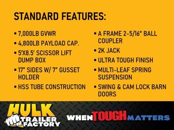 6’x10′ Scissor Lift Dump Trailer w/ Homeowner Package – 7,000# GVWR