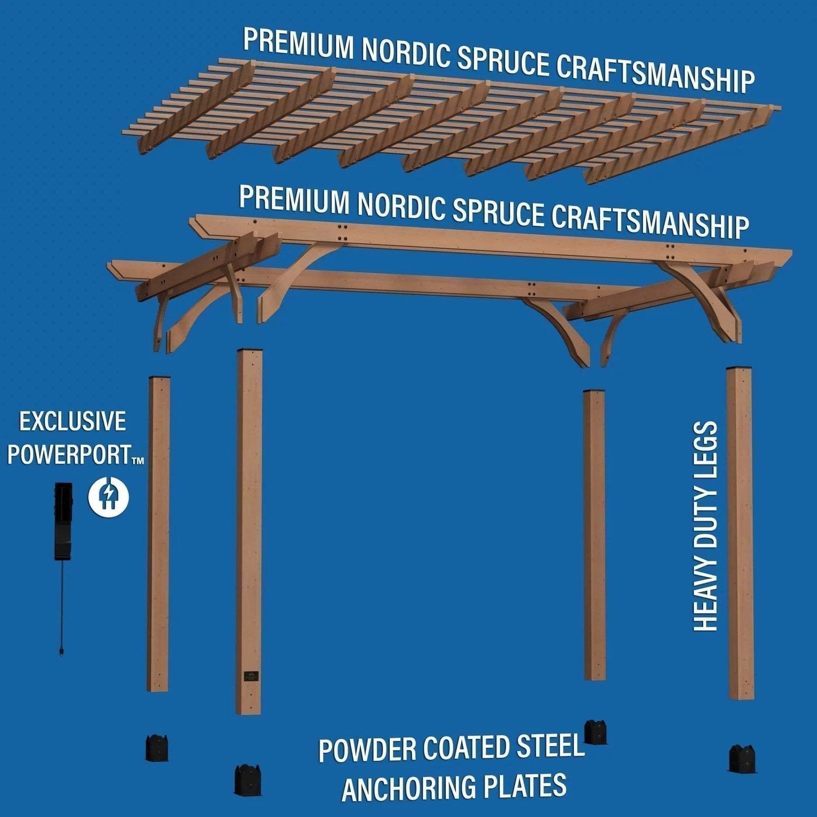 14×10 Fairhaven Pergola Rustic Finish