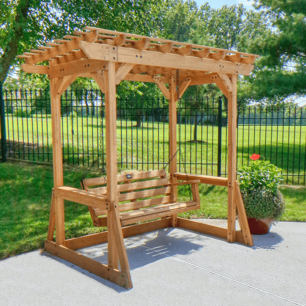 Backyard Discovery Callahan Cedar Wood Outdoor 2-Person Pergola Swing Bench