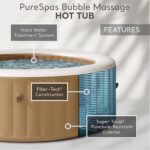 Intex: PureSpa: Sahara Tan Inflatable Hot Tub Set – 6 Person – 85″ Round Outdoor Heated Bubble Spa, Jet Massage, Cover, Hard Water Treatment System