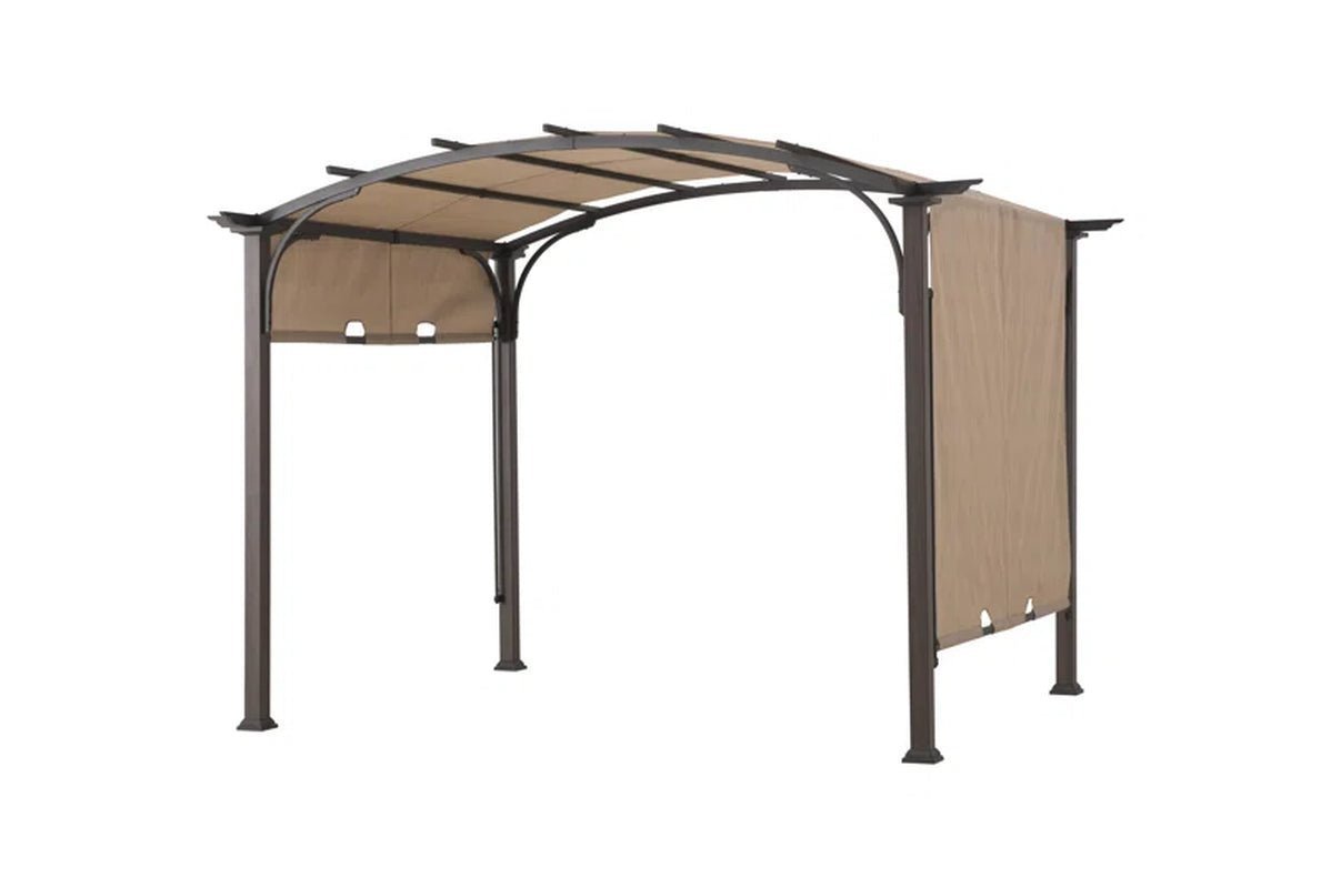 Pergola, Outdoor Steel Arched Pergola with Adjustable Canopy