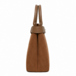 Zalvia Women’s Cognac Belted Suede-Look Handbag - Image 3