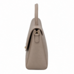 Zalvia Women’s Taupe Gold-Clasp Convertible Carryall Handbag - Image 3