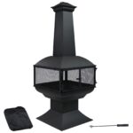 Sunnydaze 57″ 360-Degree View Steel Wood-Burning Chiminea with Grate, Poker, and Cover - Image 2