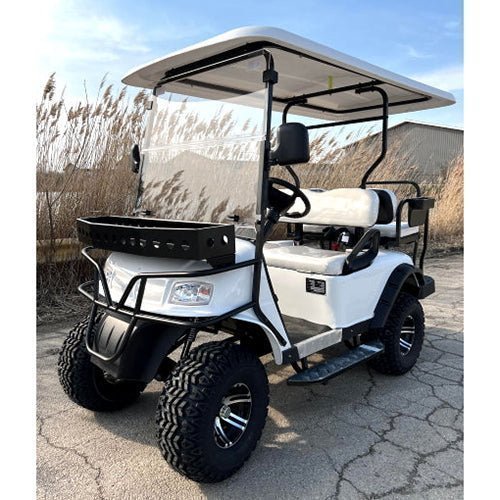 eMACHINE-WHITE_a_eeb86a47-39b1-476c-a7c6-6d51ffba2083.jpg 48V Electric Golf Cart – eMACHINE Lifted Model in White - Image 1