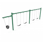 Cantilever Swing Set, 4 Belt Swings 2 Bucket Swings / Rainforest Green