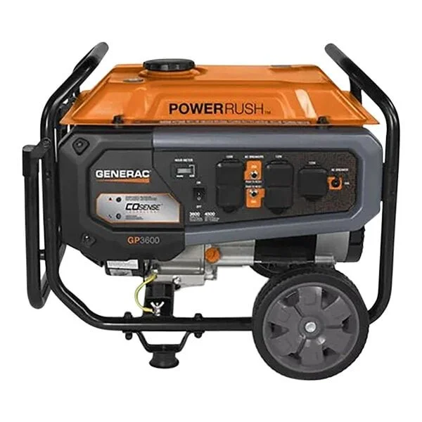 Generac GP Series GP3600 Gasoline-Powered Portables Generators with Recoil Pull Start 7721 – 3,600/4,500W, 120V