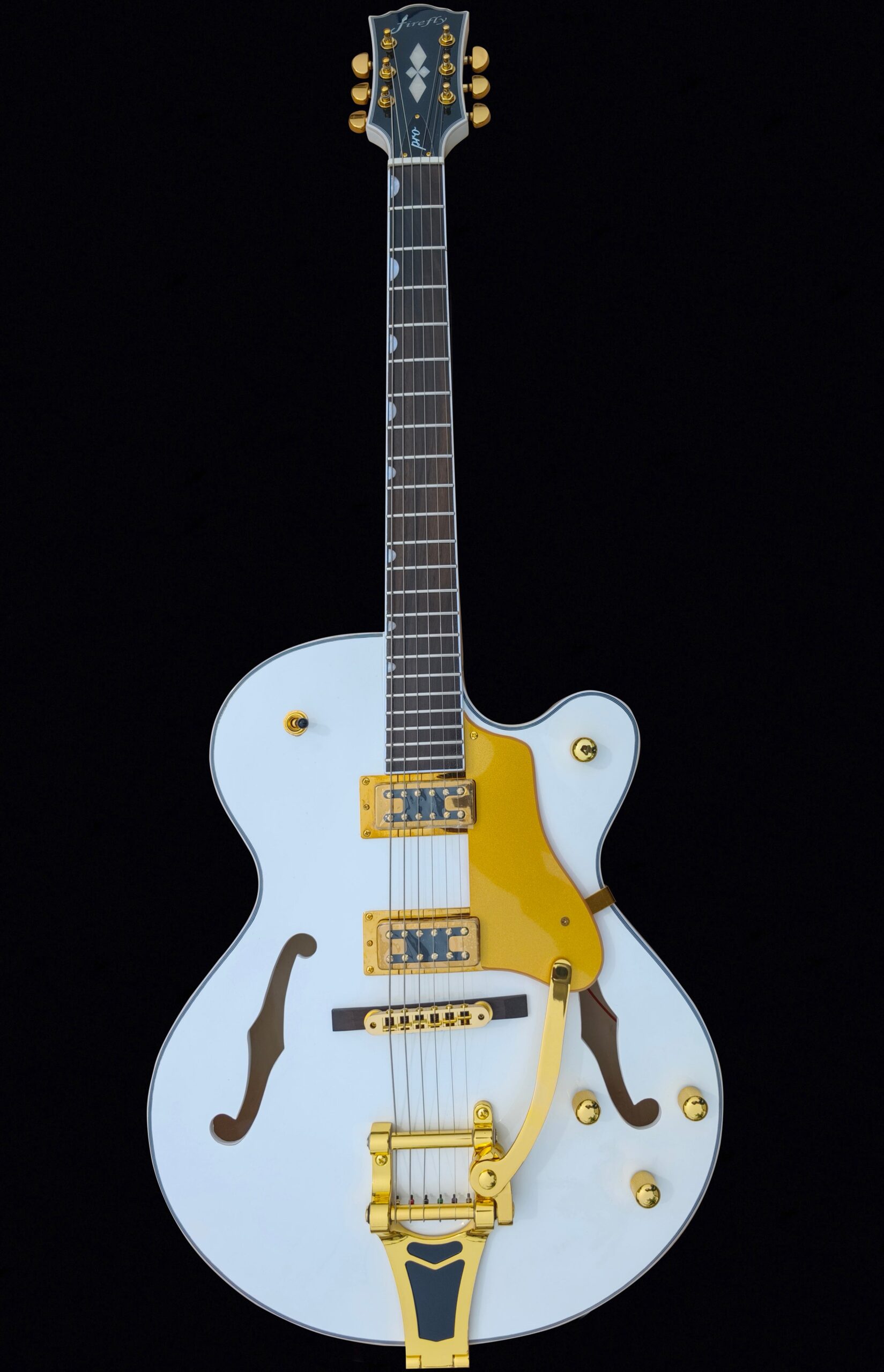 57272572574554_949fabca-d89a-4ae7-b845-b319d662080b.jpg Firefly Full Hollow Body Guitar(White Color) - Image 1