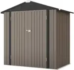 Patiowell 6×4 FT Outdoor Storage Shed, Garden Tool Storage Shed with Sloping Roof and Double Lockable Door, Outdoor Shed for Garden Backyard Patio Lawn, Brown