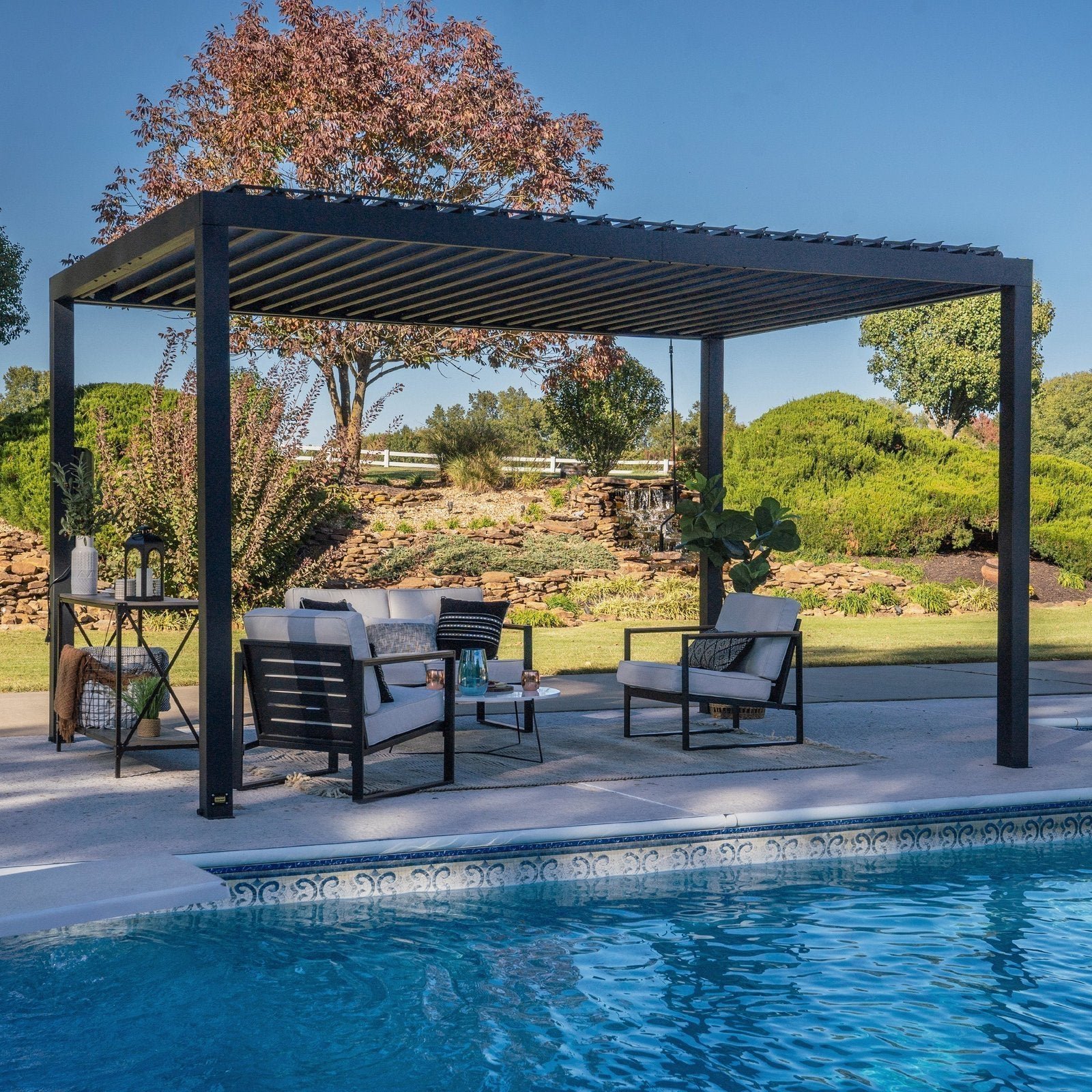 AYW-0022.1-1.jpg 14×10 Sarasota Steel Louvered Pergola - Image 1