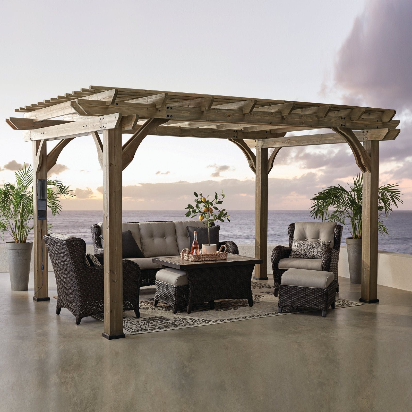 AYW-0023.1-1.jpg 14×10 Somerville Pergola in Barnwood Stain - Image 1
