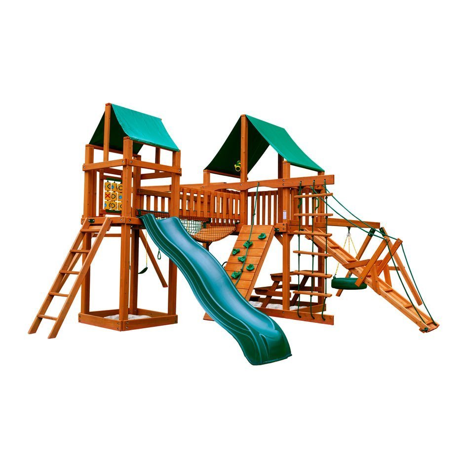 Gorilla_Pioneer_Peak_Swing_Set_without_kids_studio_934x934.jpg Gorilla Playsets Pioneer Peak Swing Set with Deluxe Green Vinyl Canopy - Image 1