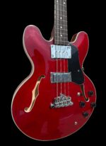 Firefly FF338PRO Full Size Semi Hollow body Electric Bass Guitar (Transparent Red Color) - Image 3