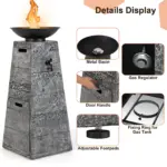 Costway 48 Inch Propane Fire Bowl Column with Lavas Rocks and PVC Covers - Image 3