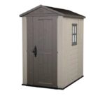 Factor 4x 6 FT Durable Resin Outdoor Storage Shed with Reinforced Steel For Lawn Patio Garden