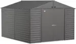Arrow Select 10′ x 12′ Outdoor Lockable Steel Storage Shed Building, Charcoals - Image 4