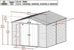 Arrow Select 10′ x 12′ Outdoor Lockable Steel Storage Shed Building, Charcoals - Image 3