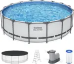 Bestway Steel Pro MAX 16 Foot x 48 Inch Round Metal Frame Above Ground Outdoor Swimming Pool Sets - Image 4