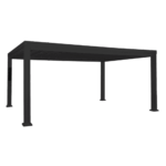 Backyard Discovery Trenton 16′ x 12′ Modern Galvanized Steel Pergola Black Frame with Shade Sail Canopy and PowerPort