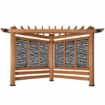 Backyard Discovery Verona 13′ x 10′ Cedar Wood Cabana Pergola Patio Shade Structure with Composite Bamboo Privacy Panels
