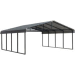 VersaTube Classic 20′ x 20′ x 7′ Steel Carport DIY Kit Metal Roof Vehicle Shelter with Slip-Fit Frame