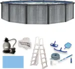 Blue Wave San Pedro 24-ft Round 52-in Deep 6-in Top Rail Above Ground Steel Wall Swimming Pools - Image 4